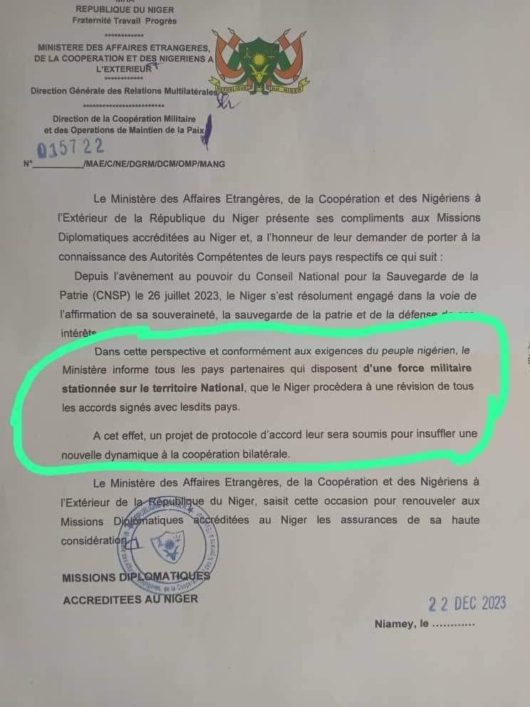 Communiqué du 22 décembre 2023